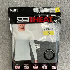 NEW 2 Pack 32 Degrees Men's S Long Sleeve Crew Neck Thermal Shirt  White/ Gray